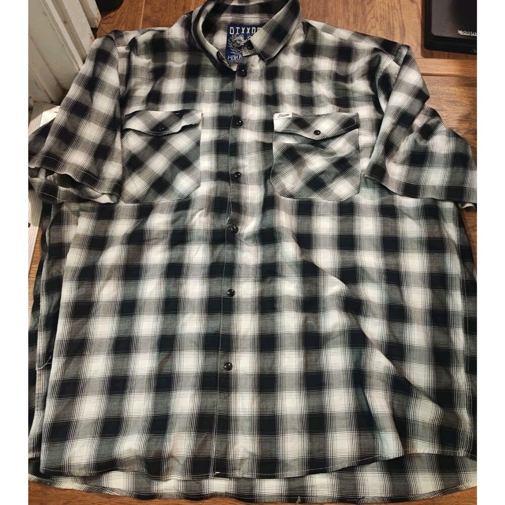 Dixxon Flannel Mens 5XL Hawthorne Pearl Snap Bamboo Blend Short Sleeve Plaid